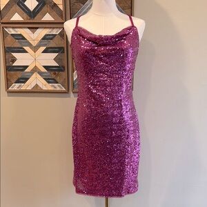 BCBG MaxAzria Sequin Mini Dress Fuschia XS NWT